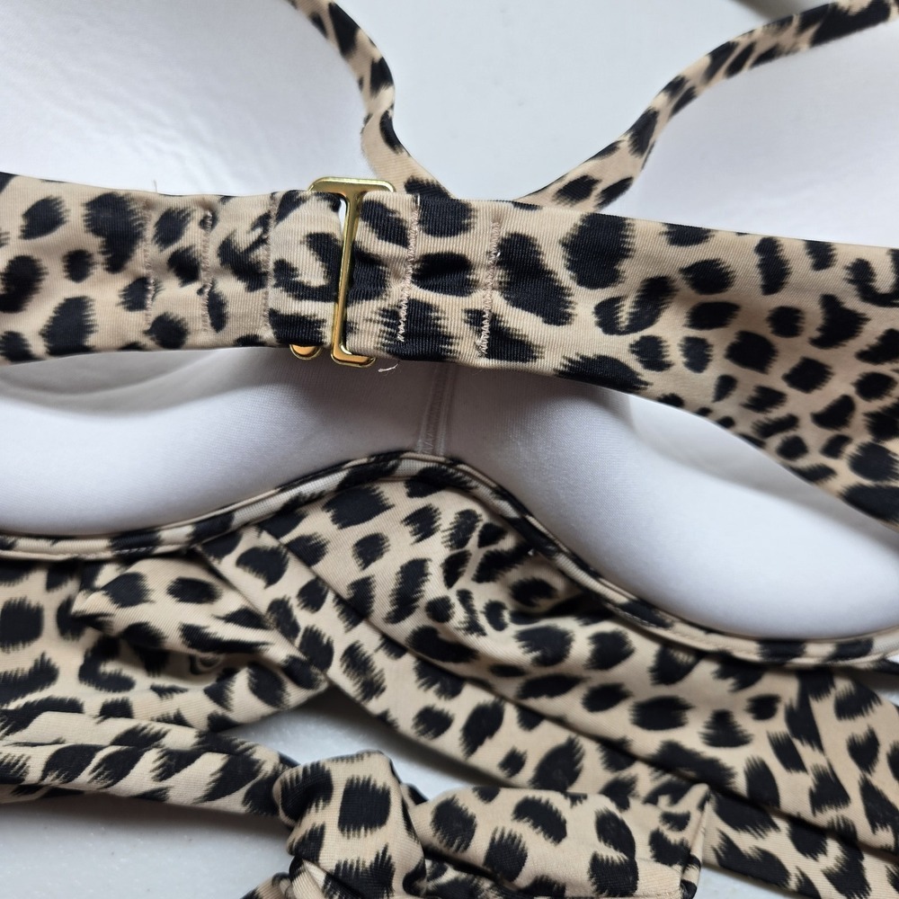 Victoria's Secret Women Swimwear 36C Beige Animal Print Halter Knot - Picture 8 of 11